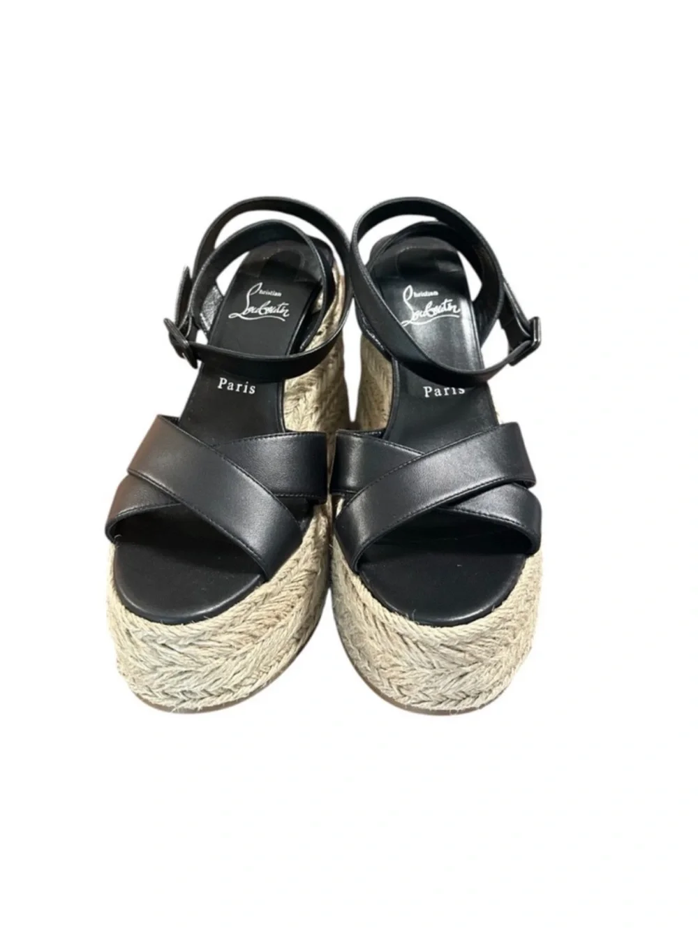Christian Louboutin Mariza Zeppa Black Leather Wedges EU 39